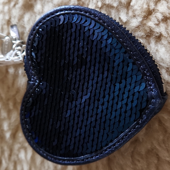 NWT Coach Blue Pop Sequin Heart Key Ring or Bag Tag ๐ - Picture 5 of 13